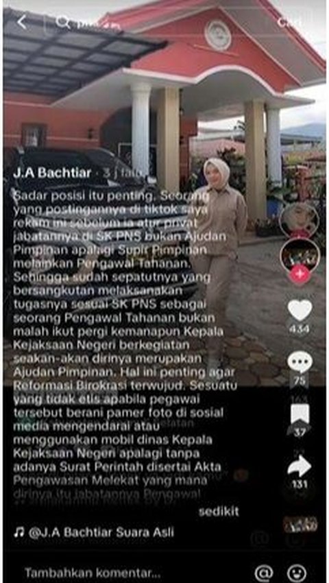 Unggahan konten negatif dari Jaksa Jovi Andrea yang dibuat di media sosial
