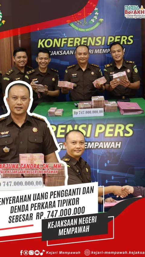 Kejari Mempawah setor Rp747 juta ke kas negara