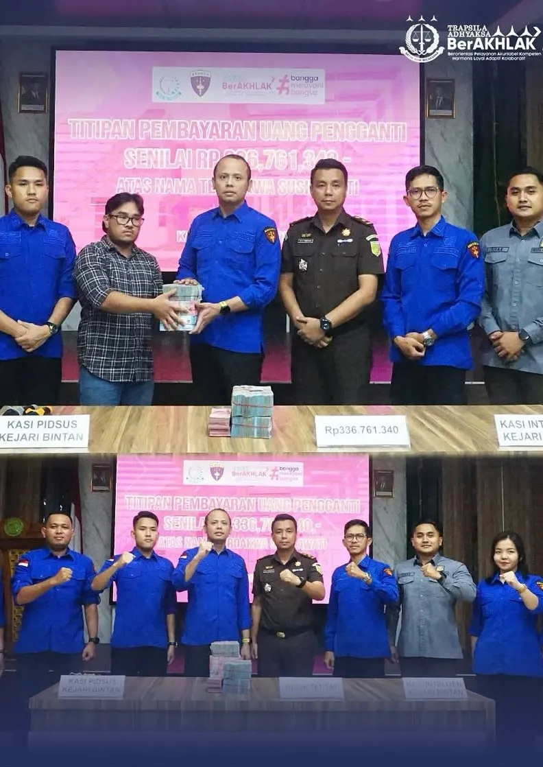 Kejari Bintan Terima Titipan Uang Pengganti Rp336 Juta dari Terdakwa Korupsi BUMD