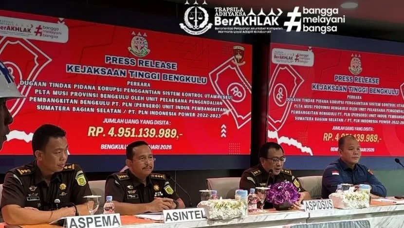 Kejati Bengkulu Terima Pengembalian Kerugian Negara Rp4,95 dalam Perkara Dugaan Korupsi SKU PT PLN UIP Sumbagsel