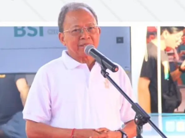 Gubernur Bali Wayan Koster turut memberikan sambutan dalam kegiatan Bazaar Pelayanan Publik 2026