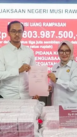Kejari Musi Rawas Setor Uang Rampasan Rp61,8 Miliar dari Perkara Korupsi Penerbitan SPH Perkebunan ke Kas Negara