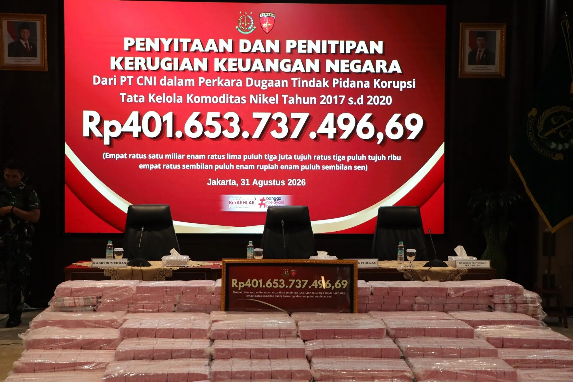 Penyidik JAM PIDSUS Terima Penyerahan Kerugian Keuangan Negara PT CNI Senilai Rp401 Miliar Perkara Tata Kelola Nikel