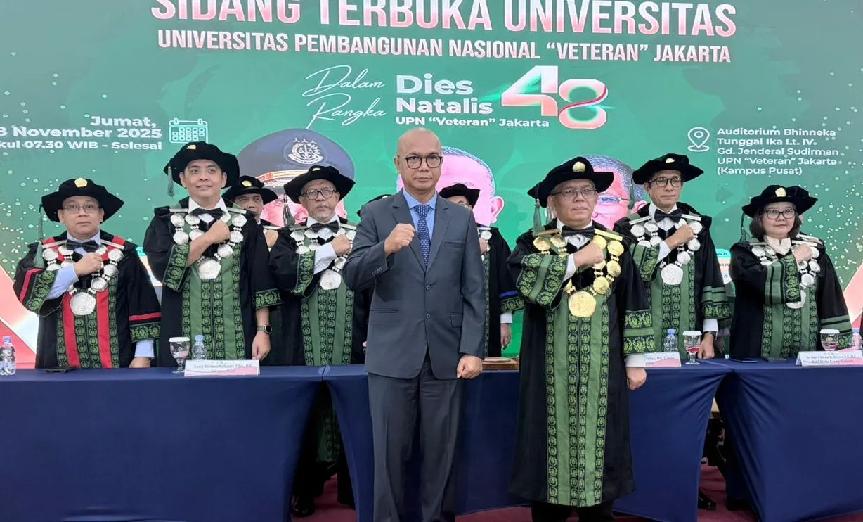Jamintel Prof Dr Reda Manthovani memberikan orasi ilmiah di acara Dies Natalis  ke-48 UPN Veteran Jakarta