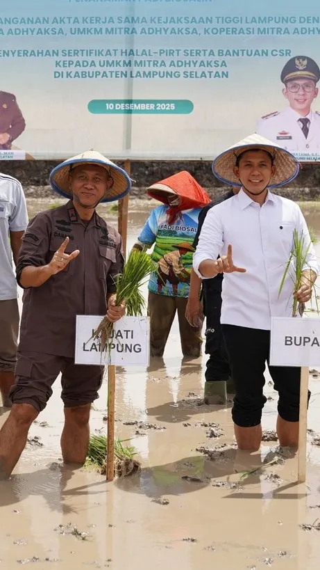 Dukung Asta Cita Ketahanan Pangan, Kejati Lampung Resmikan Koperasi Konsumen Adhyaksa dan Tanam Padi Biosalin