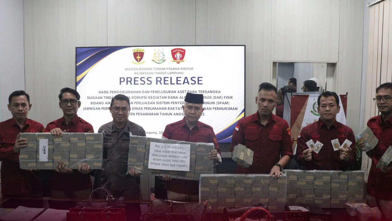 Kejati Lampung Sita Aset Rp45,27 Miliar dari Penggeledahan Perkara Korupsi SPAM Pesawaran