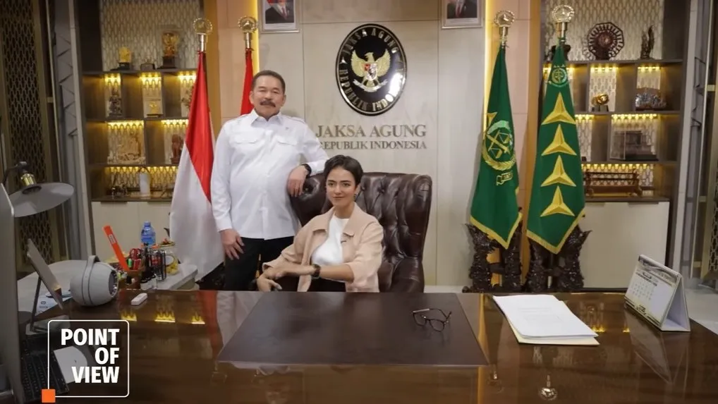 Jaksa Agung ST Burhanuddin dan presenter Poin of View Azizah Hanum dalam wawancara khusus Poin of View