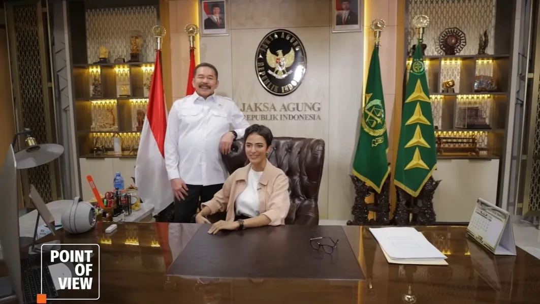 Jaksa Agung ST Burhanuddin dan presenter Poin of View Azizah Hanum dalam wawancara khusus Poin of View