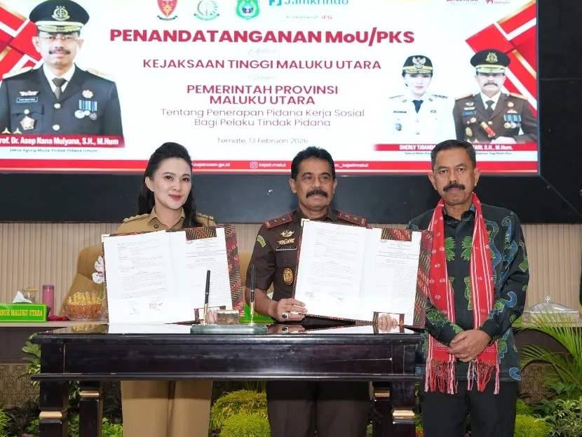 Disaksikan Jampidum, Kejati dan Gubernur Maluku Utara Jalin Kerja Sama dalam Penerapan Pidana Kerja Sosial