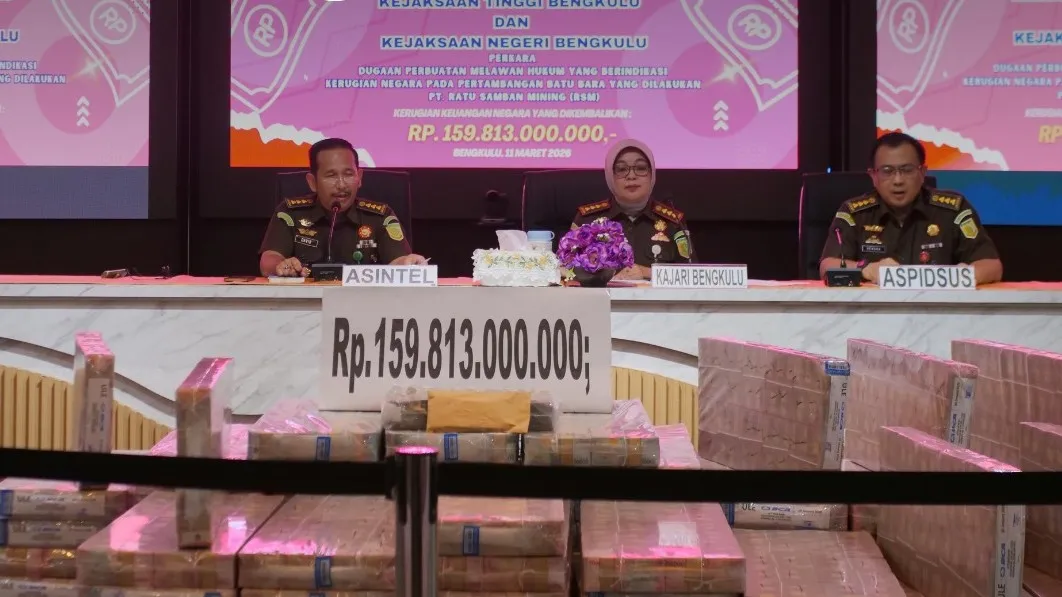 Kejati Bengkulu Terima Uang Pengganti Rp159,81 Miliar Terkait Perkara Tambang Batu Bara PT RSM