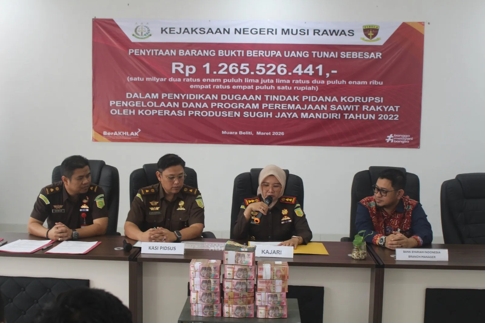 Kejari Musi Rawas SIta Uang Rp1,26 Miliar Terkait Perkara Dugaan Korupsi Pengelolaan Dana Program Peremajaan Sawit Rakyat