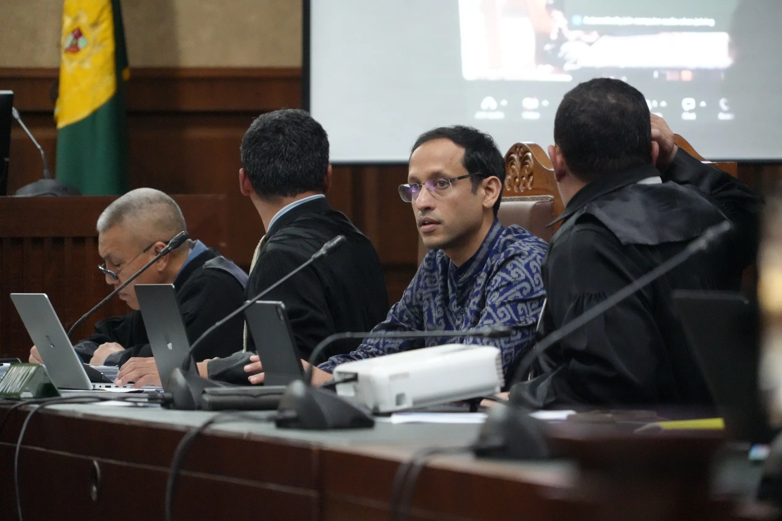 Terdakwa Nadiem Makarim saat mengikuti sidang di Pengadilan Tipikor PN Jakarta Pusat
