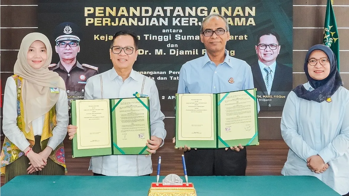 Kejati Sumbar dan RSUP M Djamil Padang Jalin Kerja Sama Pemasalahan Hukum Bidang Datun