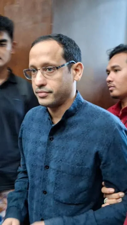 Terdakwa Nadiem Makarim saat menghadiri sidang korupsi pengadaan chromebook